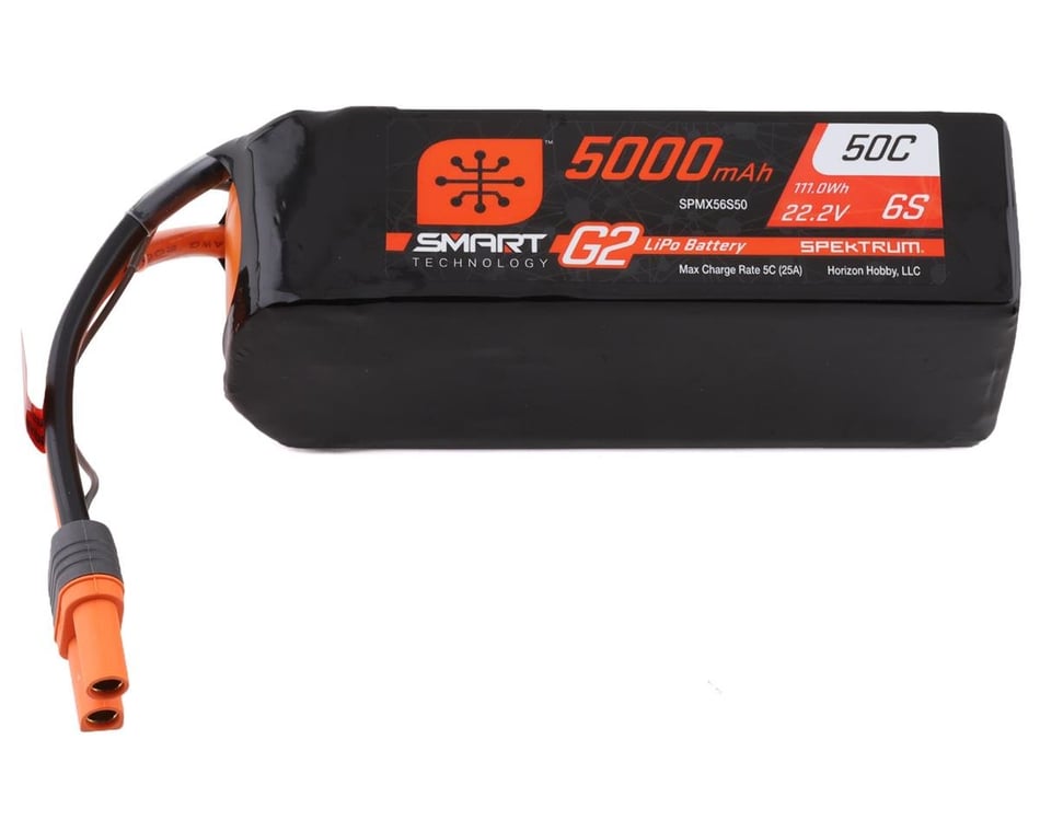 Spektrum RC 6S Smart G2 LiPo 50C Battery Pack w/IC5 Connector  (22.2V/5000mAh)