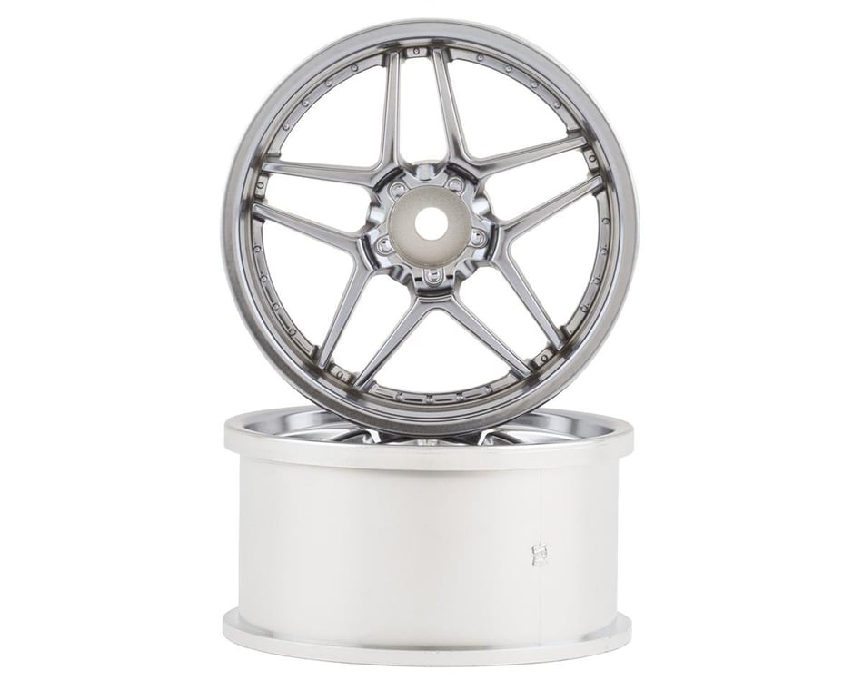 Topline Blitz BRW03 5-Split Spoke Drift Wheels (Matte Chrome) (2) (6mm  Offset) w/12mm Hex