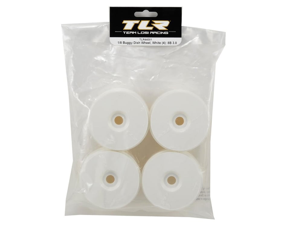 TLR  Team Losi Racing 44001 1/8 Buggy Dish Wheels White 4 EIGHT Buggy 3.0 