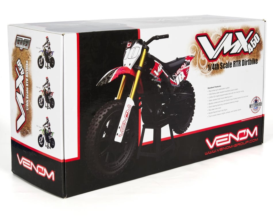 Venom Power VMX 450 1/4th Scale RTR Dirtbike (Red)