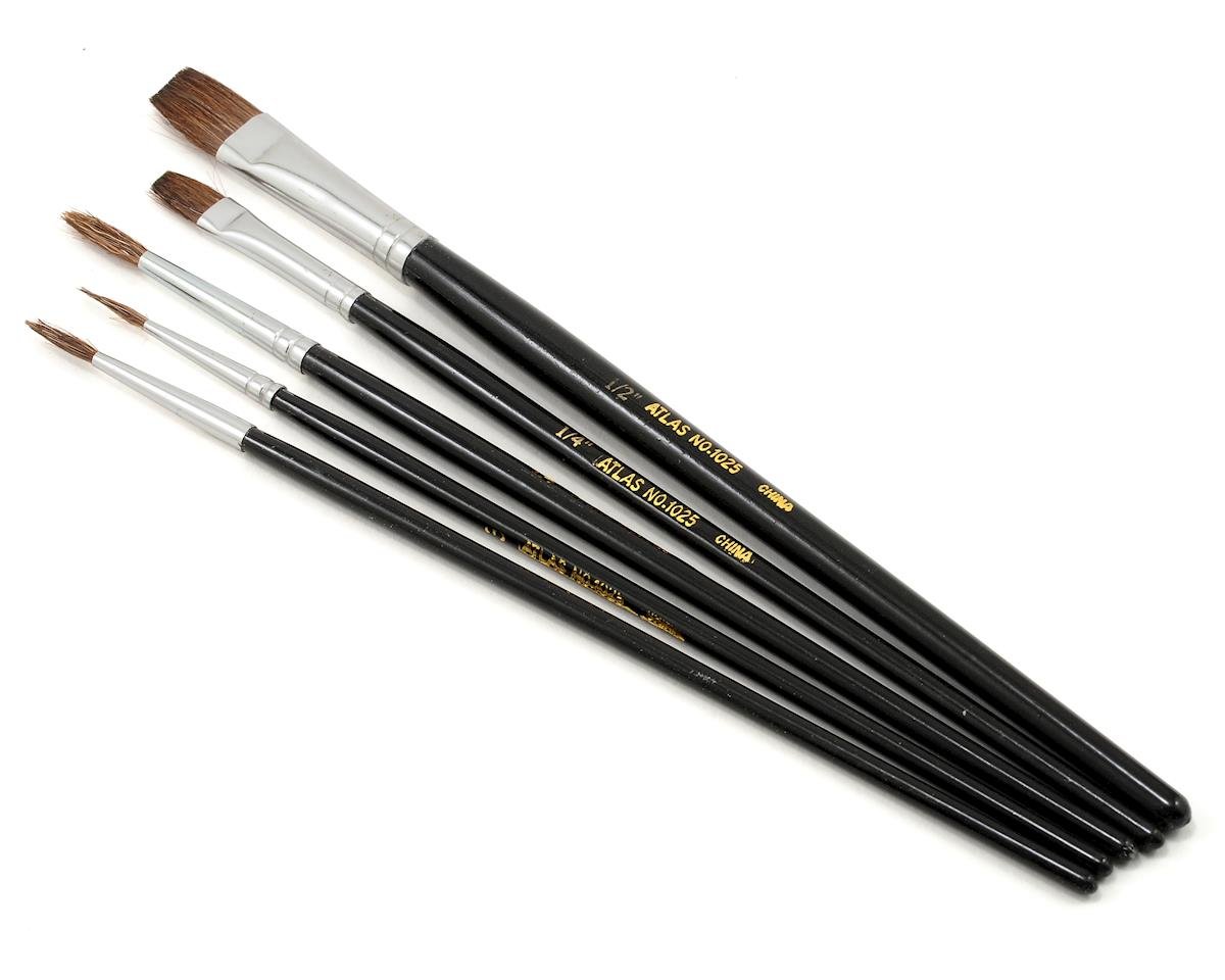 Atlas Brush Round & Flat Camel Hair Brush Set (5) [ABS1025] - AMain Hobbies