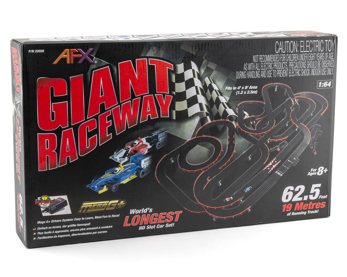 SCRATCH DENT AFX Mega G Giant Raceway HO Slot Car Set W Two Formula