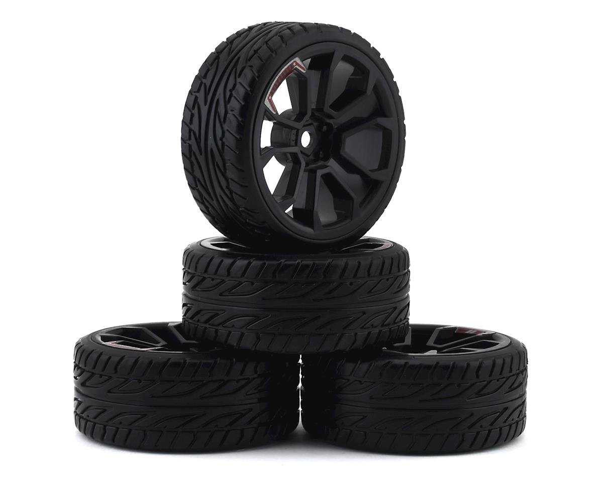 3mm Off-Set FireBrand RC • Supernova–DTR3 Set of 4 Drift Wheels in Galaxy Black with Moray Treaded Drift Tires 1:10 Scale RC Wheels 