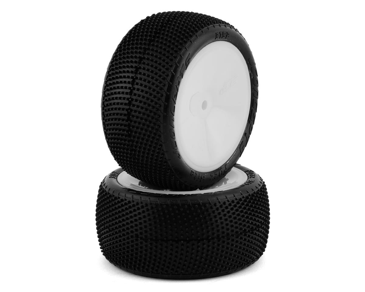 JConcepts Fuzz Bite LP 2.2inch Pre-Mounted Rear Buggy Carpet Tires (White) (2) (Pink) w/12mm Hex