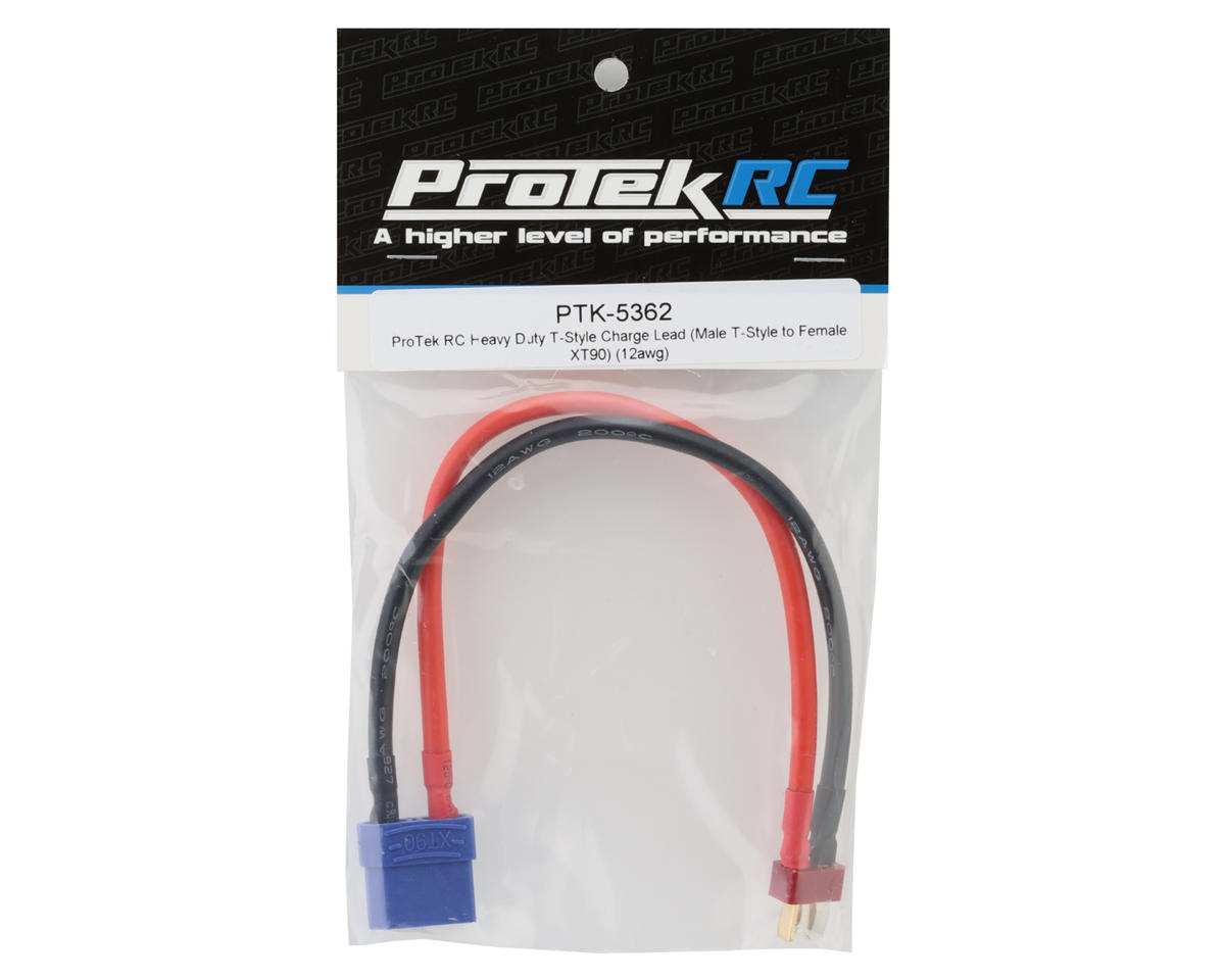 Protek Rc Heavy Duty T Style Charge Lead Male T Style To Female Xt90 12awg Ptk 5362 3927