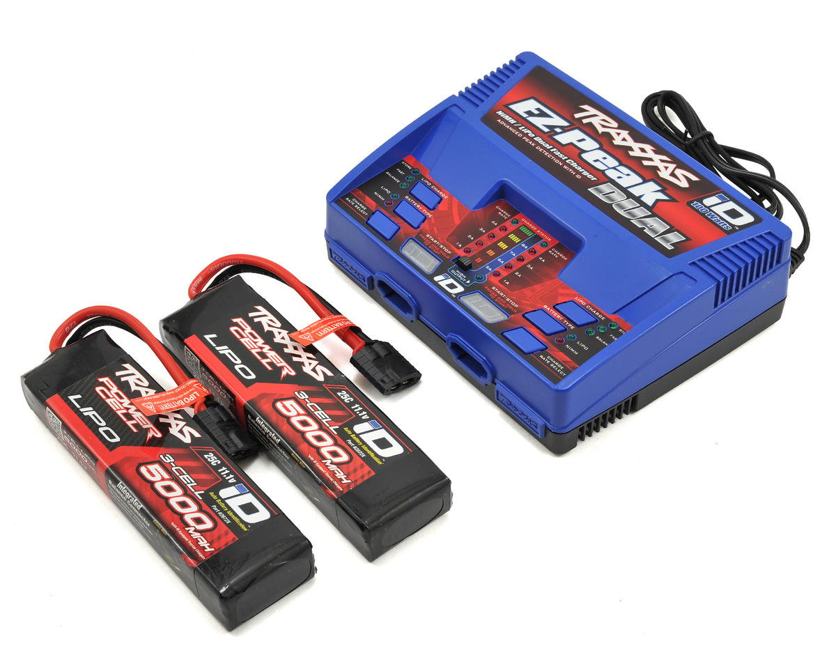 raxxas EZ-Peak 3S Completer Pack Dual Multi-Chemistry Battery Charger with Two Power Cell Batteries (5000mAh) TRA2990