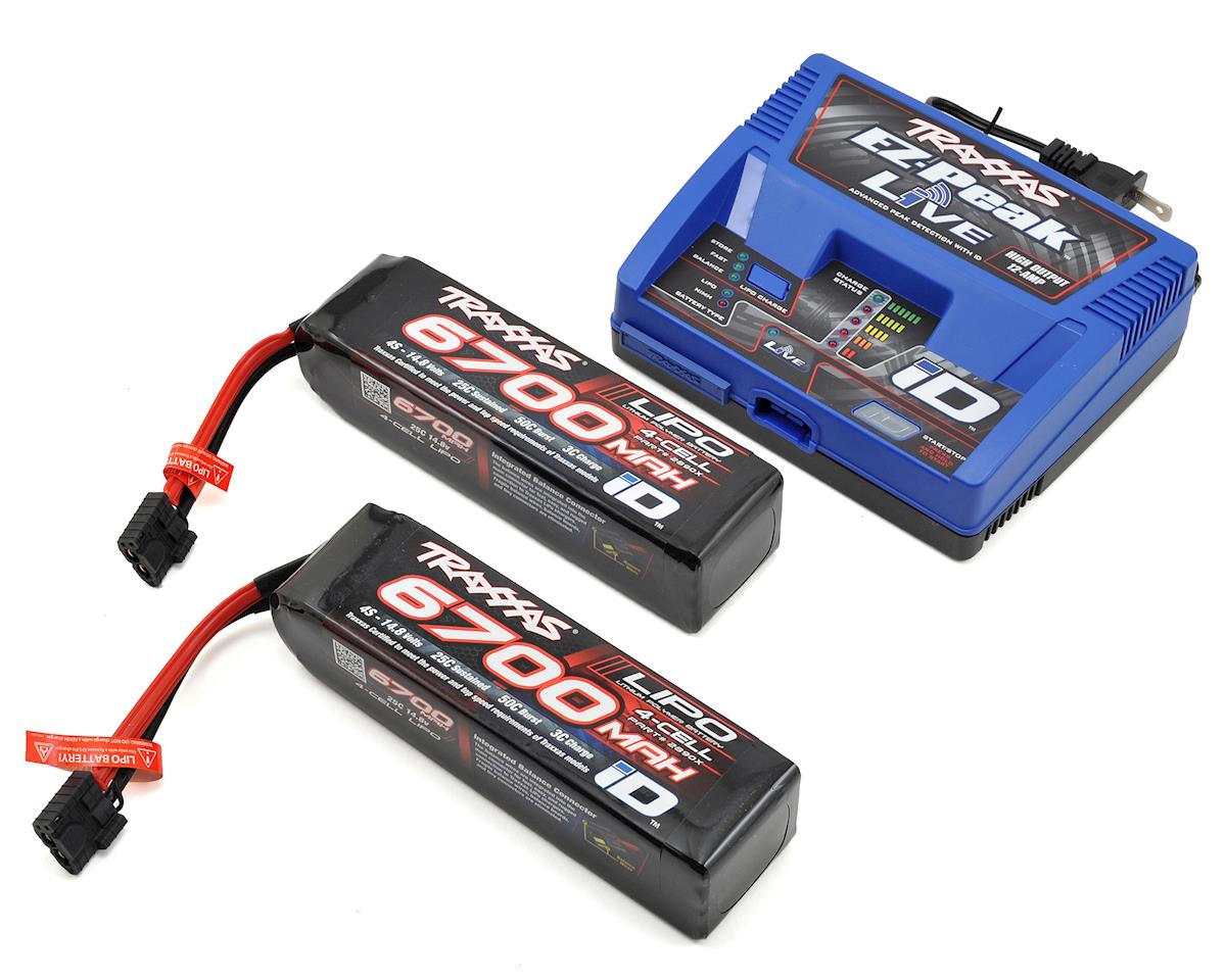 Traxxas EZ-Peak Live 4S Completer Pack Multi-Chemistry Battery Charger with Two Power Cell 4S Batteries (6700mAh) TRA2993