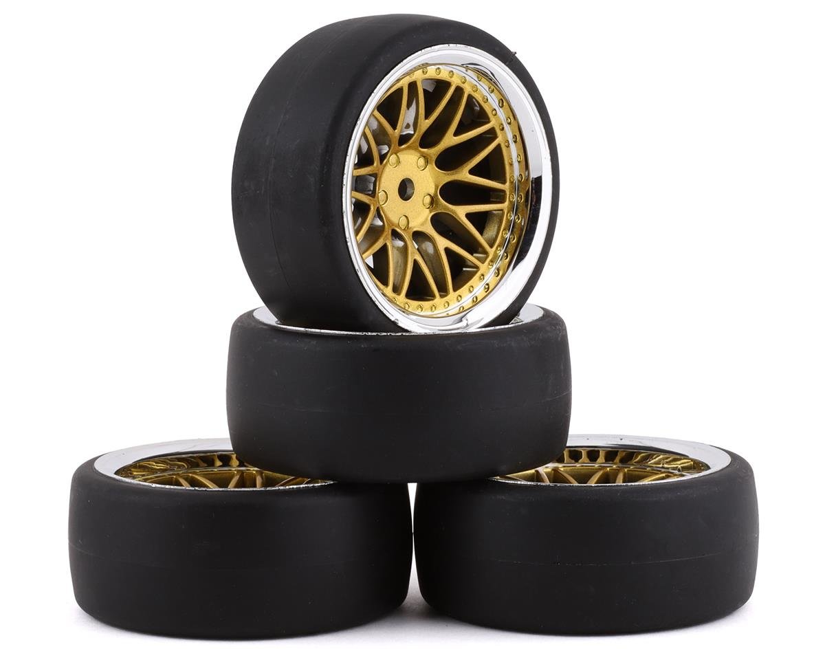 Yeah Racing Spec D Pre Mounted Drift Tires w LS Mesh Wheels Chrome Gold 4 YEA WL 0099 AMain Hobbies